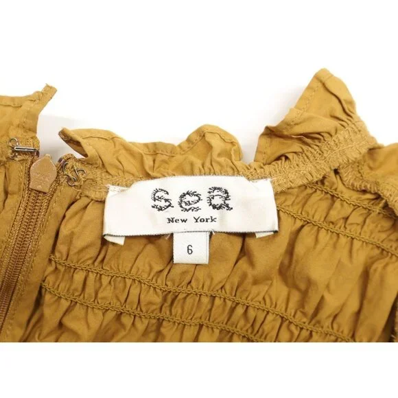 Sea New York Women's Rene Smocked Midi Dress Bronze Sz 6 - Picture 6 of 9